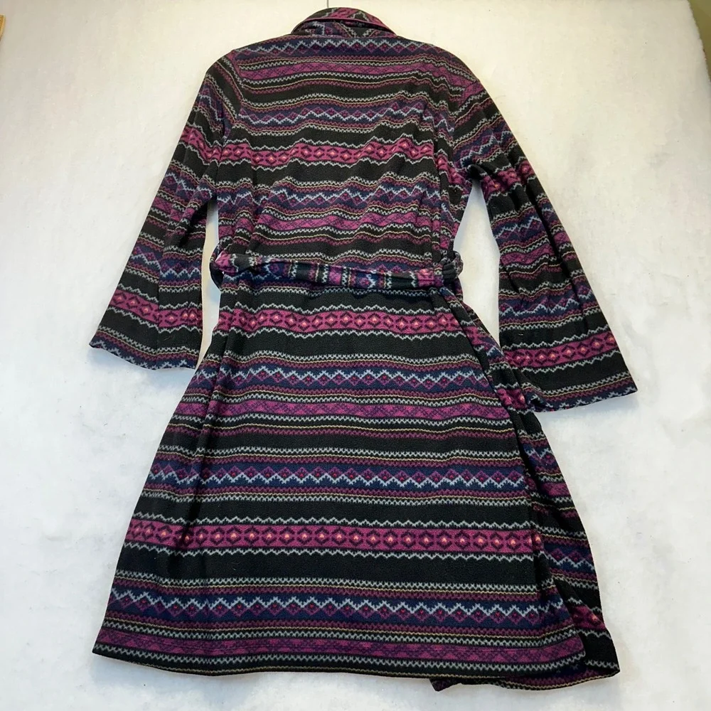 Lauren Ralph Lauren Robe Women Size M Purple Fair Isle Fleece Loungewear 8141537